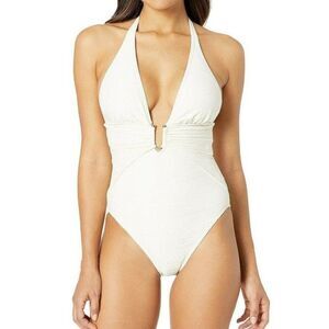 Vince Camuto Size 4 Sand Pacific Wave Plunging texture Swimsuit - New